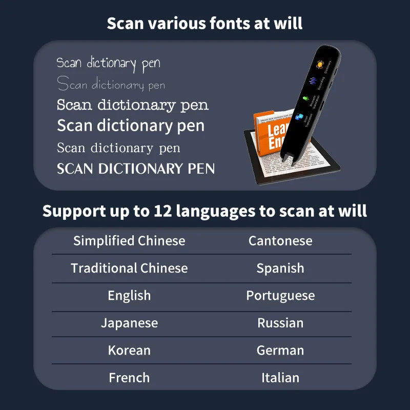 Upgraded Business Translation Scanner Pen, Mobile Scanner Translator Learning Reading Pen 112 Languages Translation Device