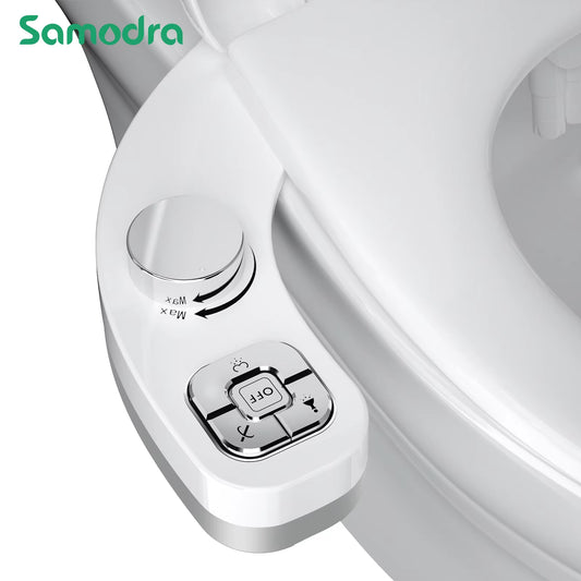Button Bidet - Non-Electricself Cleaning Dual Nozzle (Frontal and Rear Wash) Fresh Water Bidet Toilet Seat Attachment