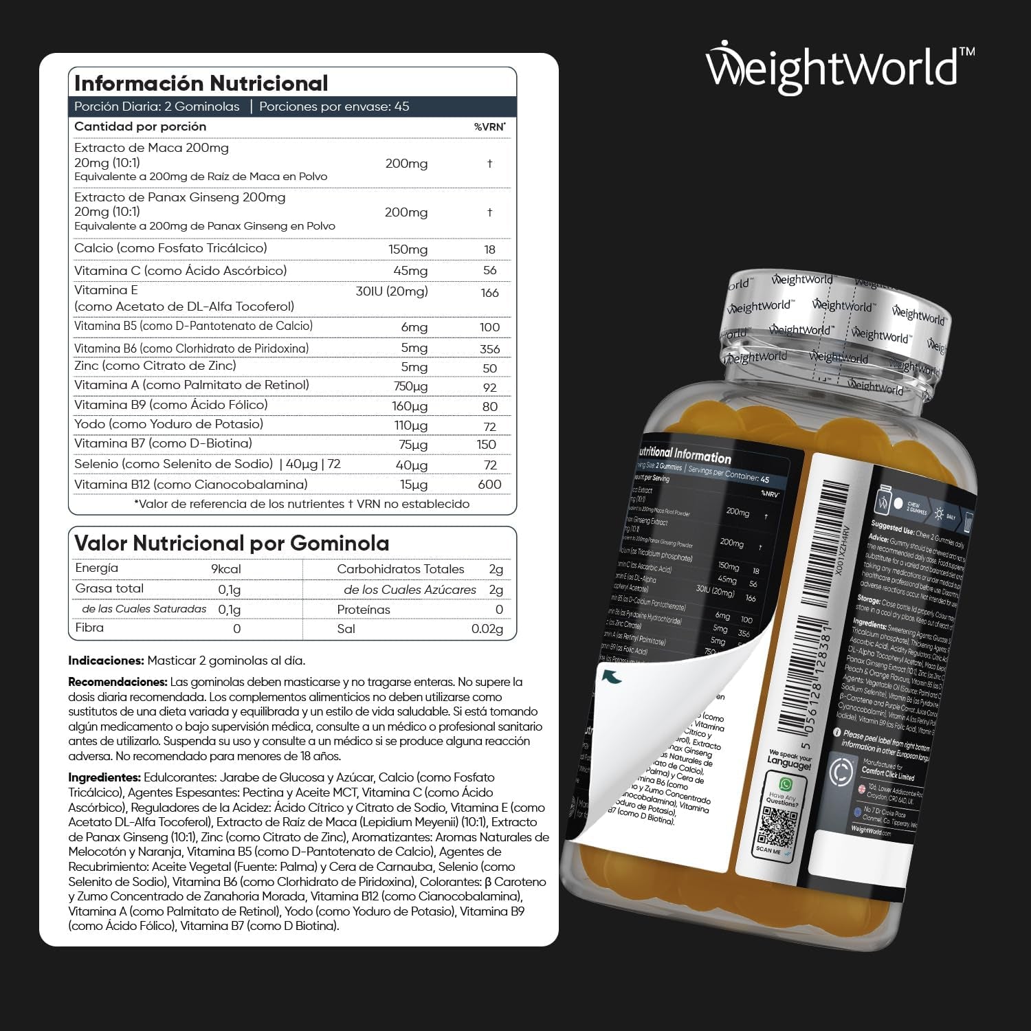 Multivitamínico Hombre Con Minerales - 90 Gominolas Sabor Melocotón Y Naranja - 14 Nutrientes Esenciales - Men Complex De Vitaminas B, Vitamina C, Calcio, Zinc Maca Y Biotina - Vegano Y Sin Gluten