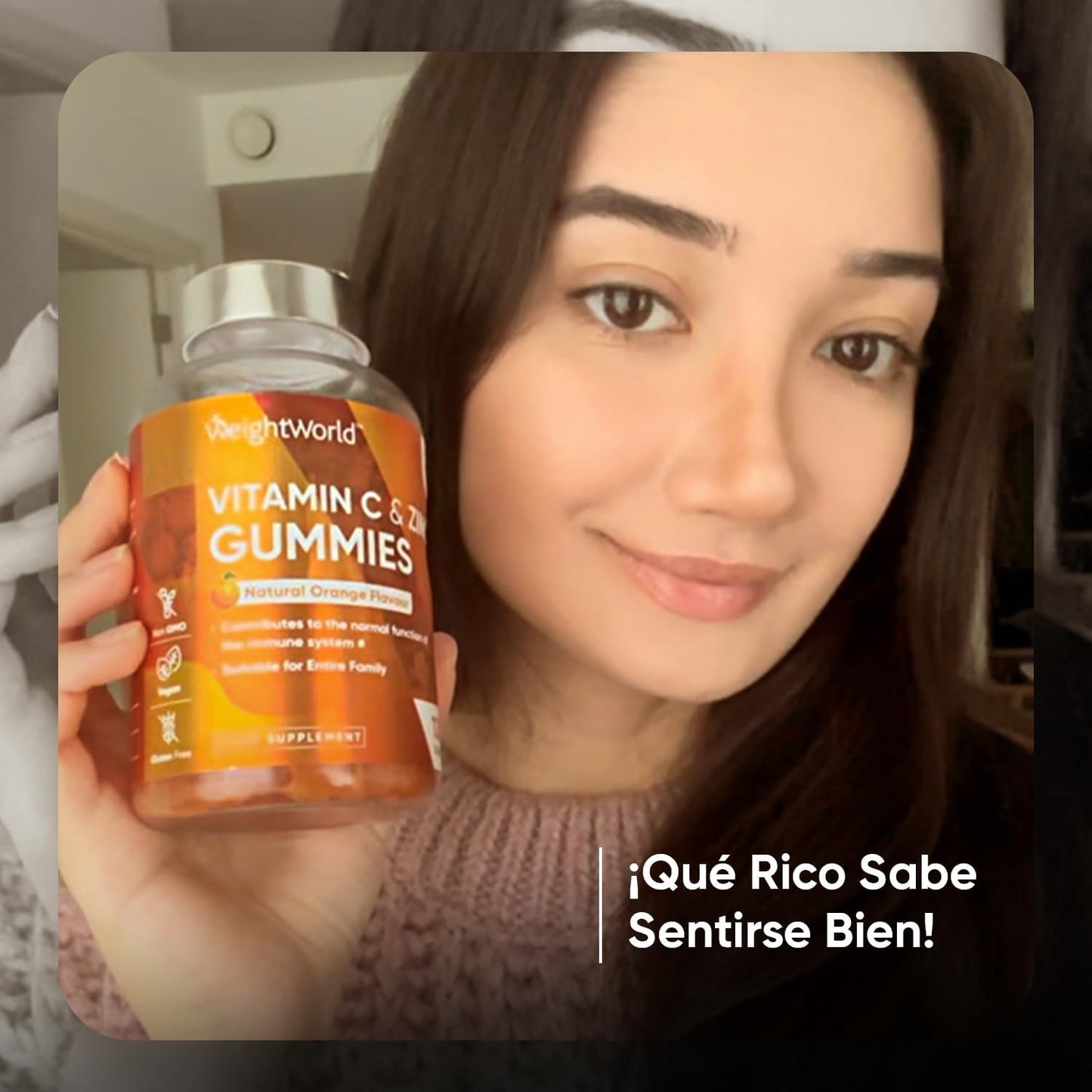 Vitamina C Y Zinc 206 Mg - 120 Gominolas Con Sabor Natural a Naranja - Gomitas Veganas, Sin Gluten Y Sin OGM Para 2 Meses