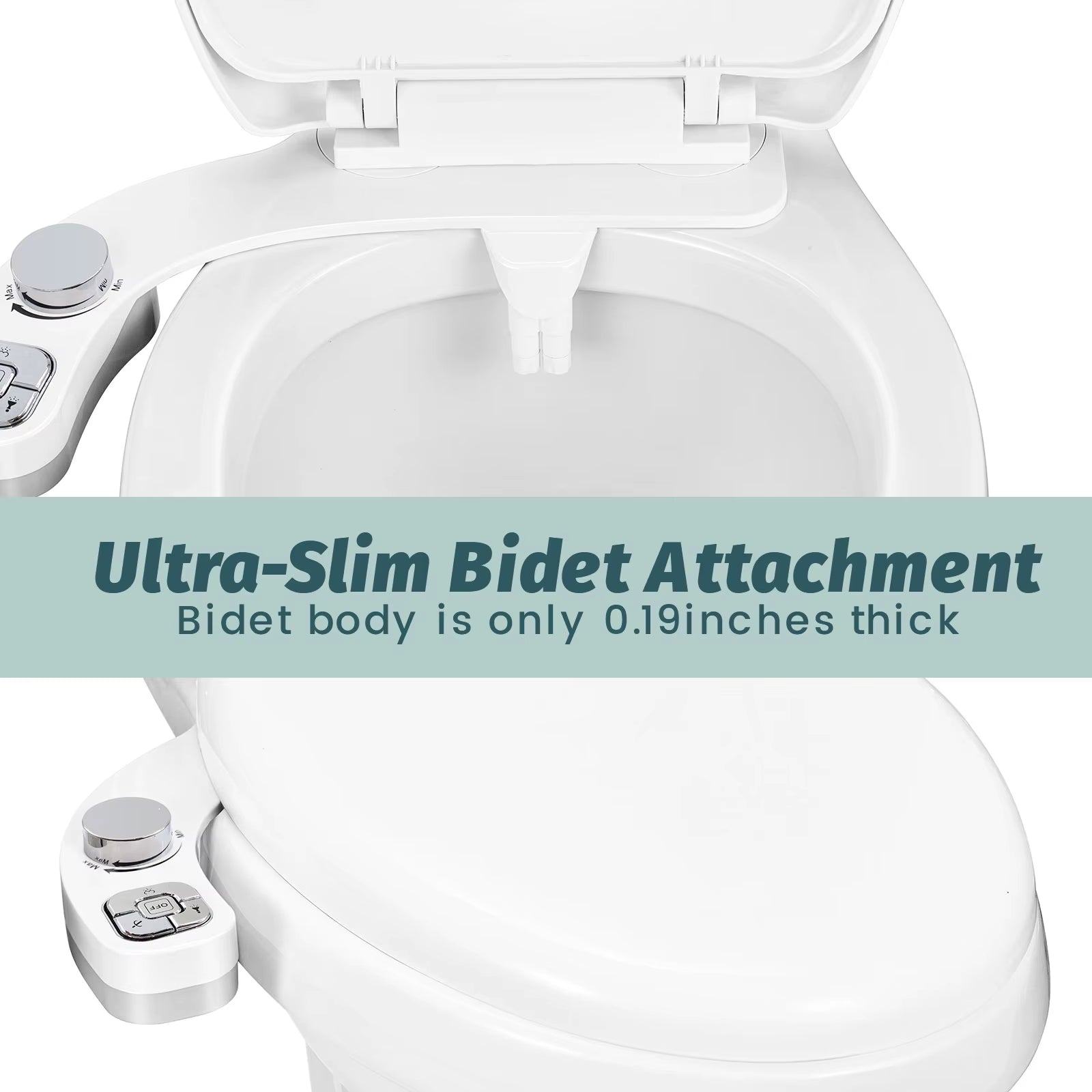 Button Bidet - Non-Electricself Cleaning Dual Nozzle (Frontal and Rear Wash) Fresh Water Bidet Toilet Seat Attachment